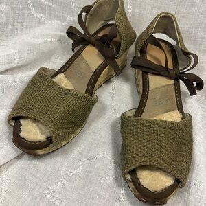 UGG almost new leather espadrille wedge sandals